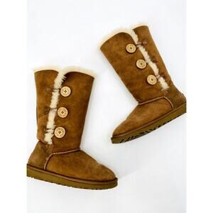 UGG Brown Button Tall Shearling Boots